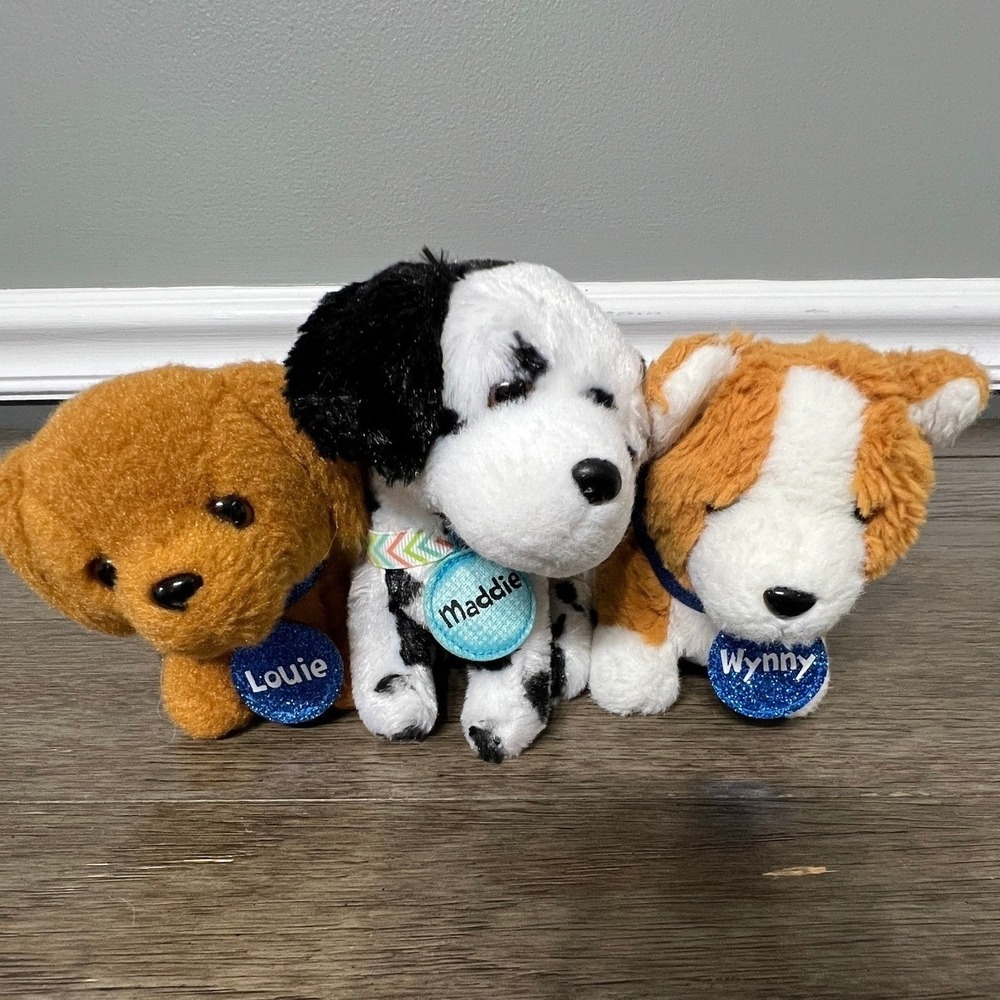 Justice Louie Maddie Wynny Puppy Plush Lot of 3 Dalmatian Corgi Golden Retriever
